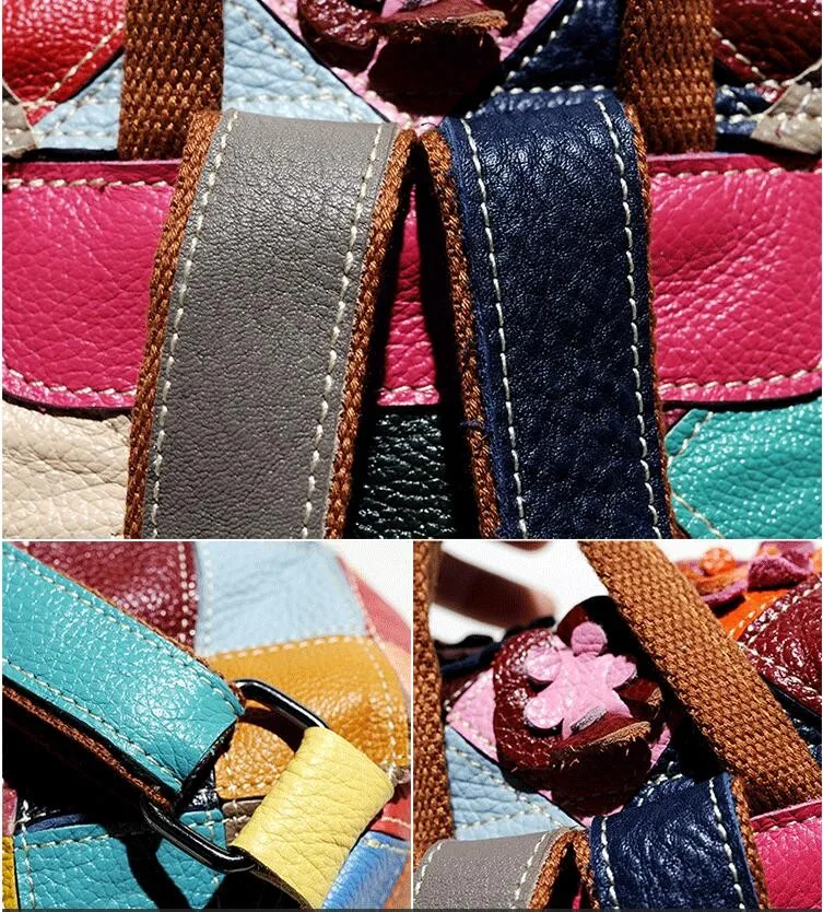 LOMANTINA, модный рюкзак из натуральной кожи с милыми цветами в стиле пэчворк, женские сумки, рюкзаки в консервативном стиле, школьные сумки для девочек