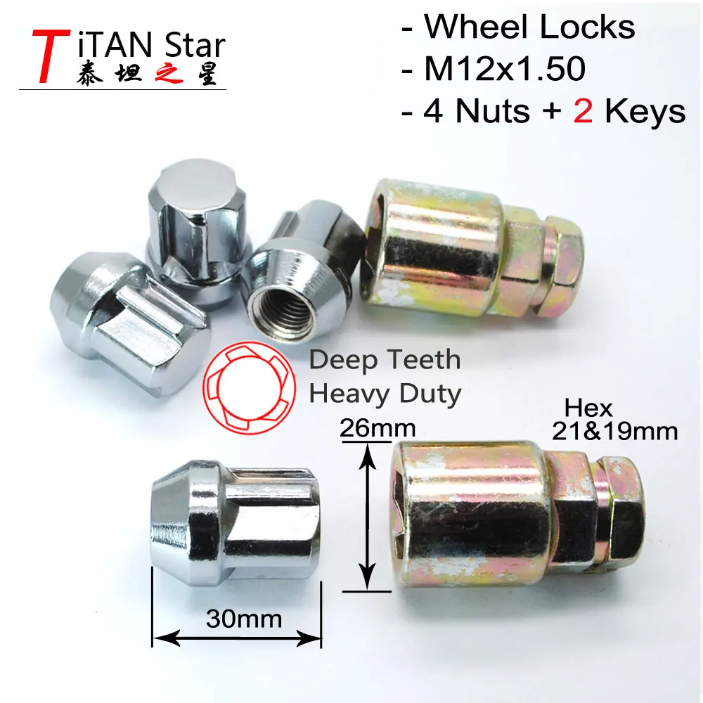 TPI Premium Locking Wheel Nuts 1/2" UNF with Key for Alloy & Steel Wheels 