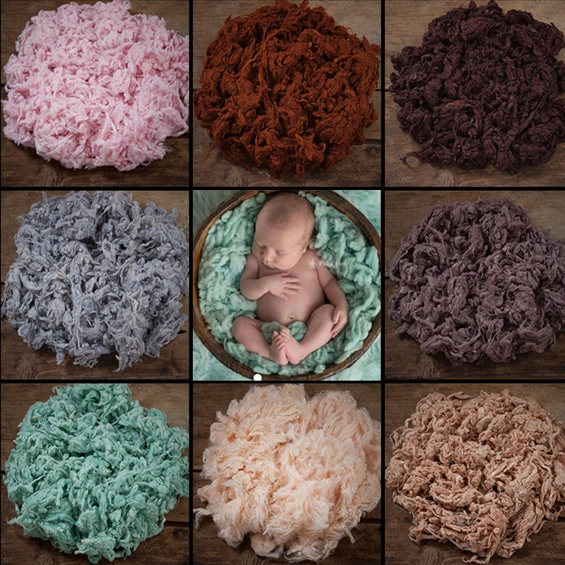 200G Newborn Photography Props Basket Filled Curl Wool Laying Stuffer