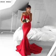 Красные Стрейчевые платья знаменитостей, Русалка со шлейфом Sirena Meerjungfrau Vestidos De Festa Longo