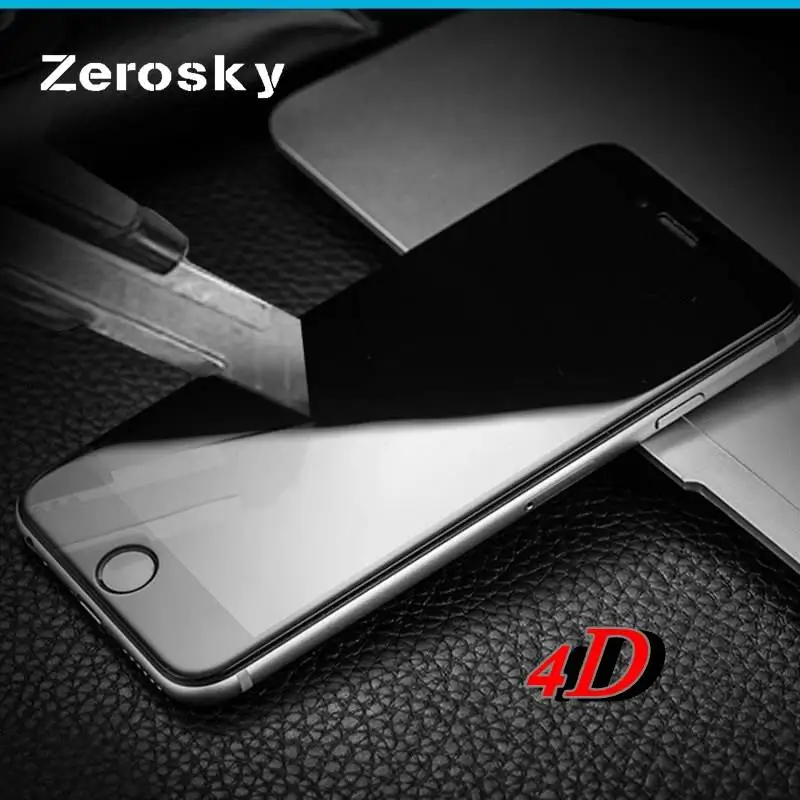 

Zerosky 4D Full Cover Tempered Glass For iPhone 7 8 Phone 3D Curved Edge Screen Protector For iPhone 7 8Plus Protective Film