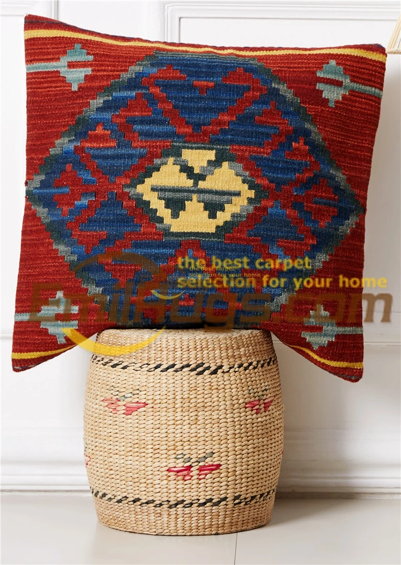 

Wool Kilim Floral Pillow / Cushion Cover Hand Woven Wool Fancy 19 French Country Chichabby Vintage Needlepoint Ofa Decorative