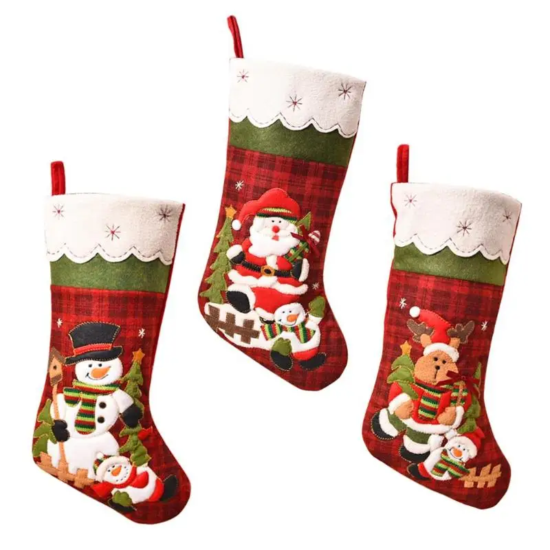 

Christmas Stocking Cute Large Sock Candy Bag Xmas Tree Hanging Ornaments