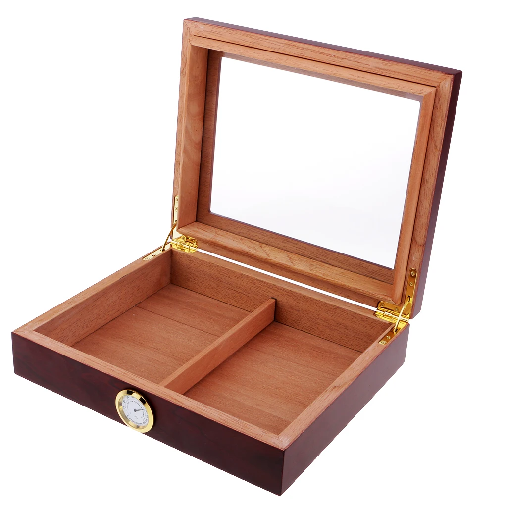 

MagiDeal 1Set Spanish Cedar Cigar Humidor W/ Humidifier Hygrometer Cigar Box Case Brown for Dollhouse Office Room Decor Gift