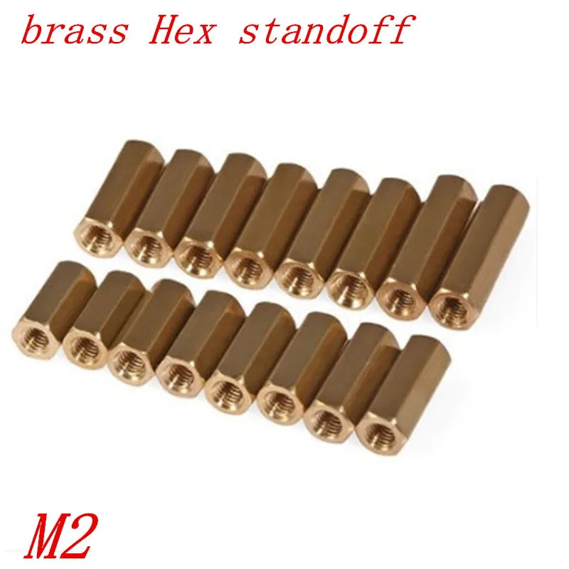 50pcs M2 L L 3 TO 30mm 2mm female Female Brass Hex Standoff Spacer