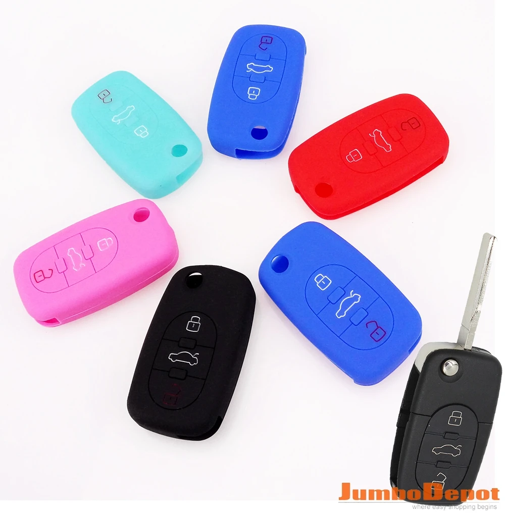 3 Button Silicone Car Old Key Fob Cover Case Fit For Audi