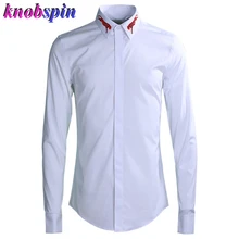 Брендовая деловая Мужская рубашка Модная Тонкая Повседневная мужская рубашка с отложным воротником и длинными рукавами, Однотонная рубашка, большие размеры M-4XL