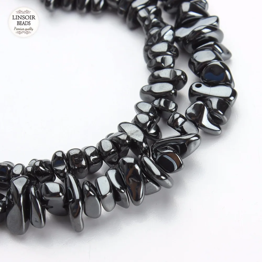 LINSOIR 4x8mm 5x10mm Irregular Black Hematite Stone Beads Natural Stone