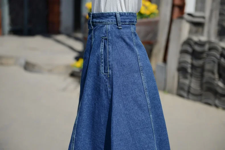 2021 2018 High Waist Women Denim Skirt Midi Oversize Women A Line Skirt ...