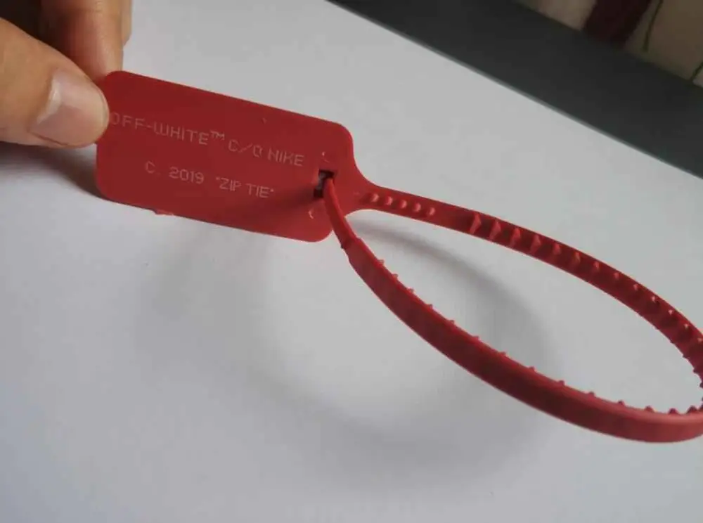 Чистая печать "Zipper Tie" Vapor от Kanye West одноразовые Off White Zipper Tie обувь Max красные пластиковые Галстуки уплотнения OW розничная MOQ - Цвет: red