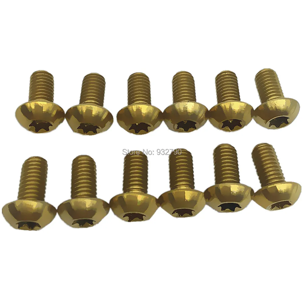 12pcs M5x10mm Water Bottle Cage Ti/Titanium Bolts Screws Torx T25 (Star