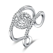 JEXXI Women White/Rose Gold Plated Fashion Jewelry Trendy Finger Accessory Engagement Propose Rings Wholesale Leaves Design