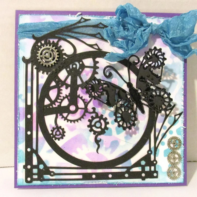 

Steampunk Die Background Gear Metal cutting dies frame craft die stencil for scrapbooking Paper card making Cutting template
