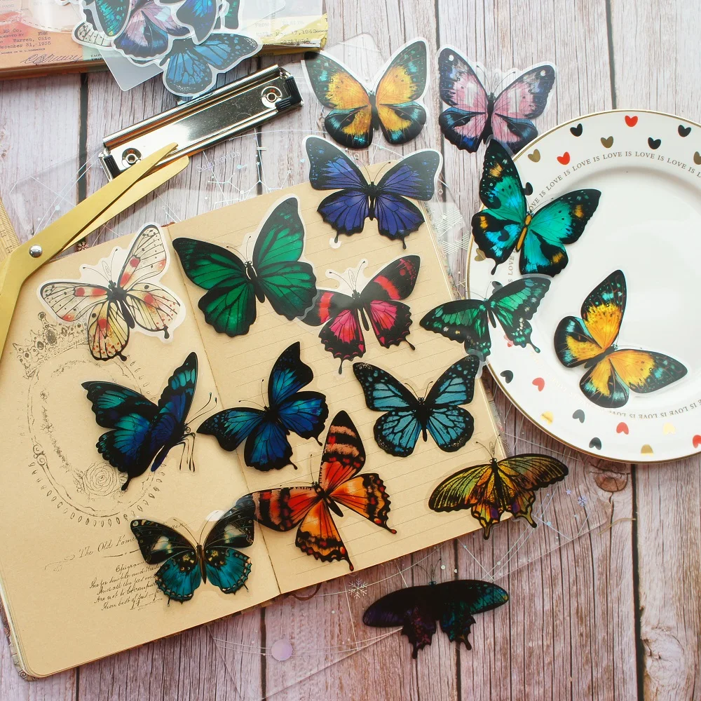 28pcs Tropical Rainforest Butterfly Jungle Style PVC Sticker Scrapbooking DIY Gift Packing Label Decoration Tag