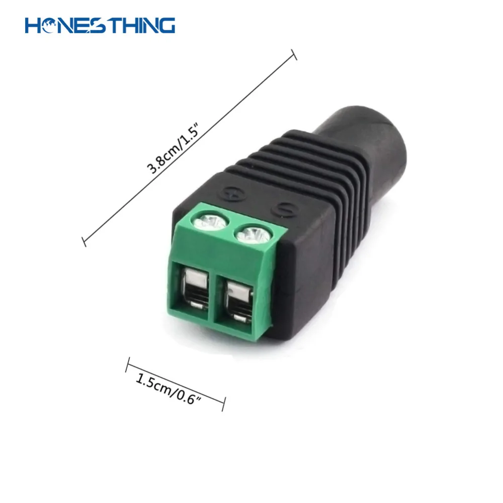 HonesThing 5.5mm x 2.1mm DC 12V Power Plug Adapter Female JACK Connector for CCTV Security Camera, LED Strip Light, DVR (100PCS) 4
