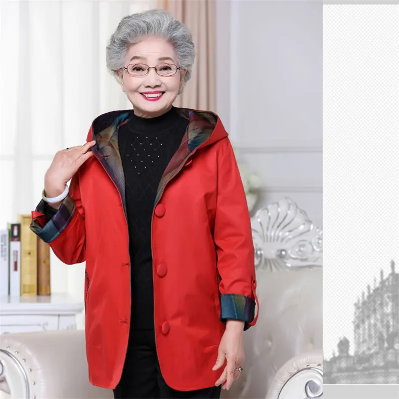 Женская Весенняя ветровка среднего возраста mediun, длинное женское пальто с капюшоном большого размера XL-5XL, модное однобортное пальто LDT582