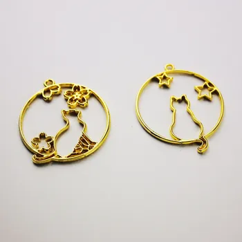

20pcs Cat Bezel Metal Frame Pendant Charm Bezel Setting Cabochon Setting UV Resin Charm Necklace Earring Jewelry Findings