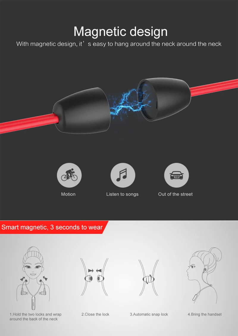 Беспроводные наушники с микрофоном, спортивные магнитные наушники-вкладыши для мобильных телефонов, Bluetooth наушники-вкладыши