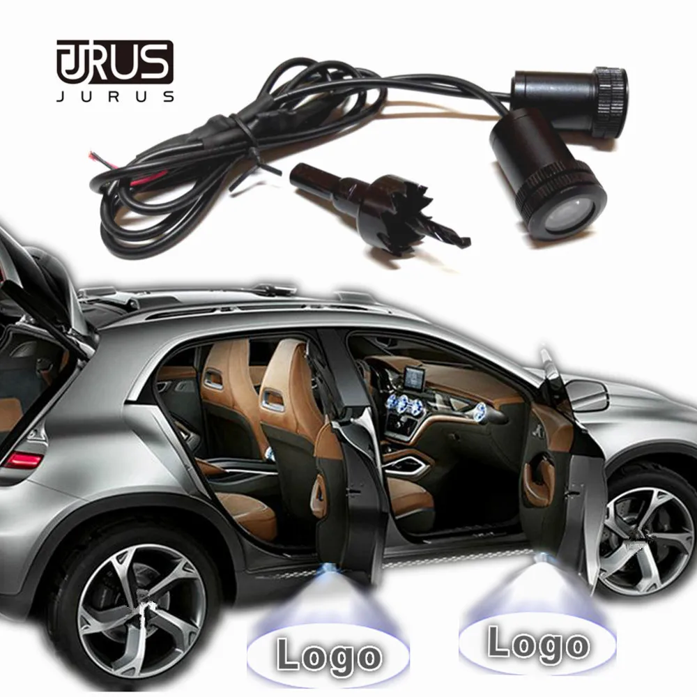 JURUS 2019 2 قطعة سيارة أدى الباب مرحبا أضواء مصباح لتهيئة الجو ل فيات شعار ل صعب ل دودج العارض شعار سيارة شبح الظل
