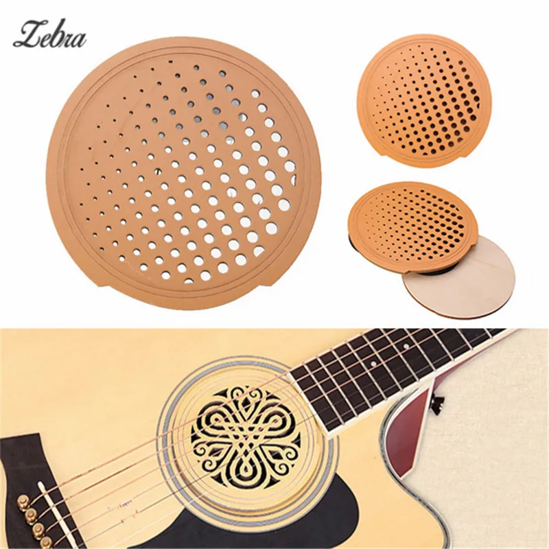 Zebra Solid Wood Guitar Sound Hole Cover Anti whistle Mute Electric Box