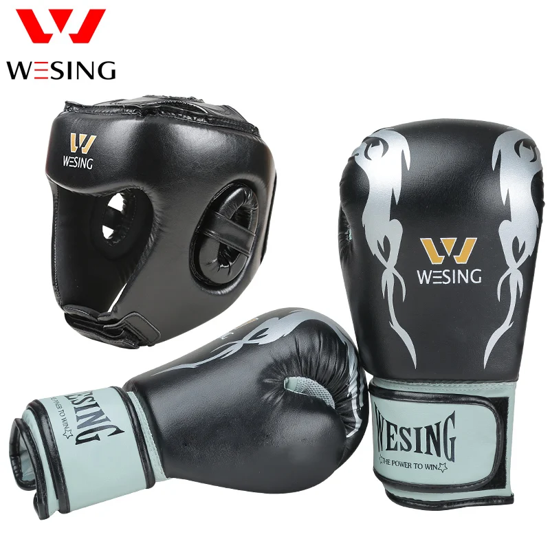 Wesing Boxing gloves with headgear sets boxing Martial Arts training equipments