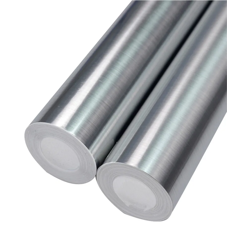 

Brushed Silver Decorative Film PVC Vinyl Self adhesive Wallpaper Stainless Steel Contact Paper Kitchen Home Decor Wall Stickers