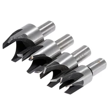 New 4pcs Hole Wood Plug Cutter Cutting Tool Drill Bit Set Straight Four-Tooth Chamfered Cutters Long Drills Wooden Tools