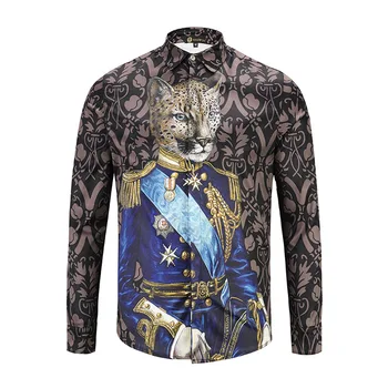 

XIMIWUA 2019 New Arrival Men Shirts Long Sleeve Fashion Pattern Print High Quality Casual Slim Fit Men Clothing Chemise Homme