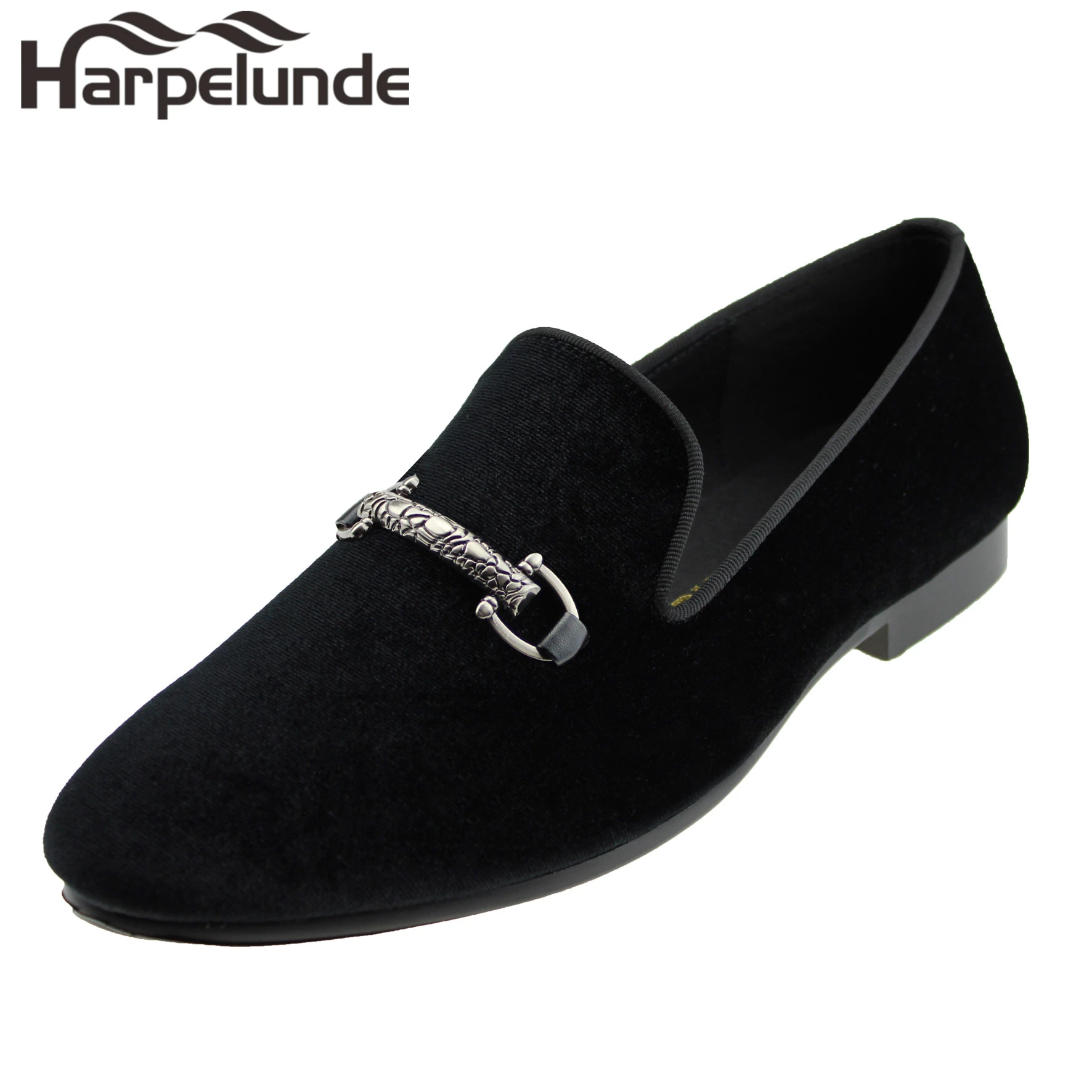 Harpelunde zapatos de para hombre, mocasines de terciopelo negro hebilla|Zapatos formales| AliExpress
