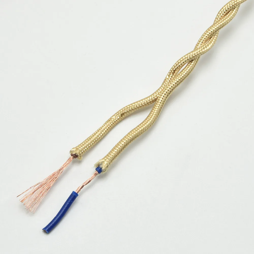 2*0.75mm2 винтажный шнур для лампы плетеный провод светлое золото трикотажное полотно скрученные электрические проводы Ретро подвесные лампы Эдисона кабель 5/10 M