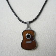 Гитара Музыка металлический Шарм Подвеска кожаная ожерелье шейный галстук