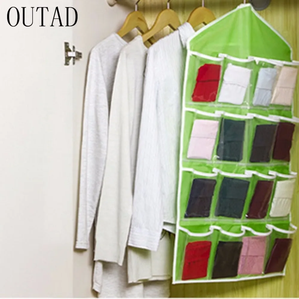 16 Grids Wardrobe Hanging Organizer Clothing Hanger Underwear Bras