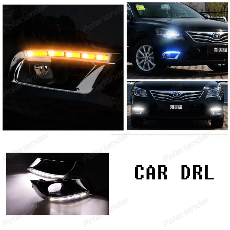2pcs car accessory LED DRL Daytime running light for T/oyota C/amry 2009-2011 Fog lamp frame Fog light Car styling
