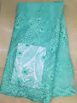 

Green Sequins Lace Fabric 2018 High Quality African Evening Dress Fabrics New Nigeria Sequined Embroidered Mesh Net Lace Fabric