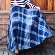 Европейский Американский стиль, Осень-зима, винтажная Женская длинная Плиссированная юбка с высокой талией, праздничная Женская модная длинная теплая юбка