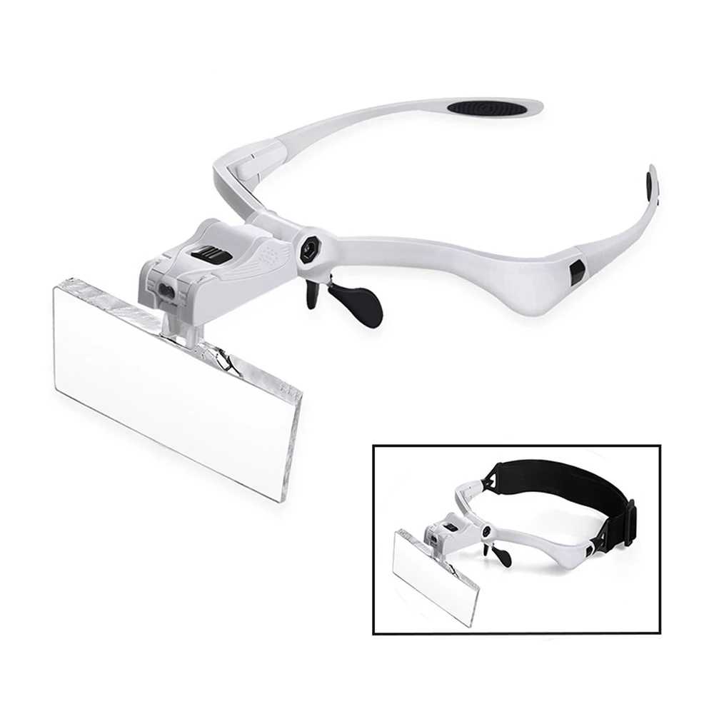 Glasses Magnifying Glass, 5 Lens Loupe Eyewear Magnifier With Led Lights Lamp,Headband Led Magnifying Glass For Reading Tool