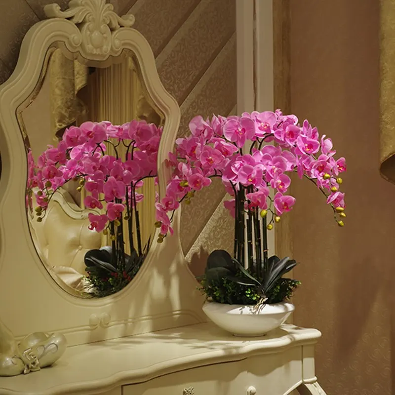Искусственный большой размер полиуретан с эффектом реального прикосновения руки чувство композиция цветок орхидеи бонсай цветок только без вазы роскошный букет цветов