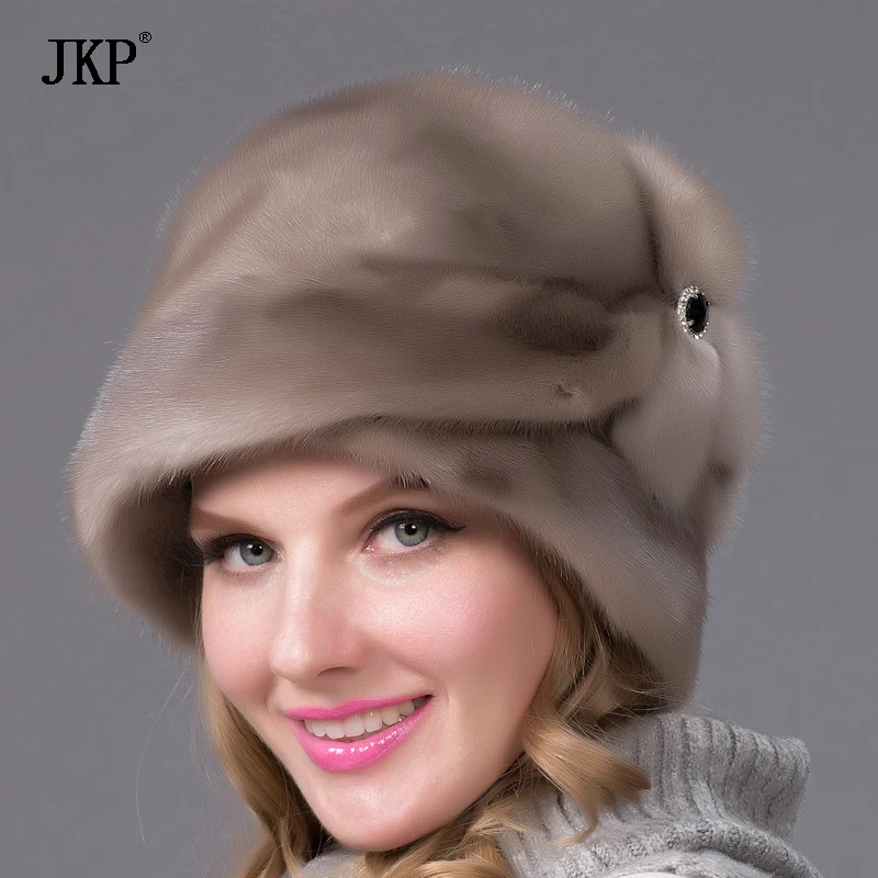 Женская шапка из натурального меха норки теплая зимняя коричневого меха|fashion hat|hat