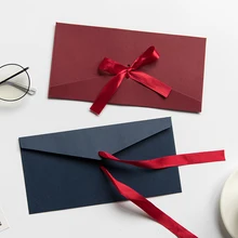 50pcs/lot Vintage 250g Blank Kraft Paper DIY Multifunction Envelope Ribbon Postcard Box Package Paper Drop Shipping
