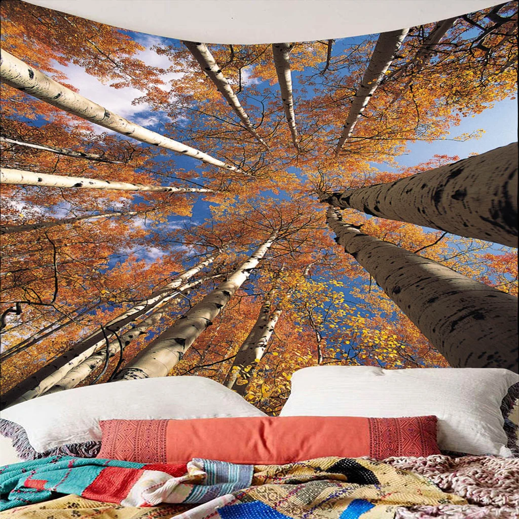 Modern Indoor Outdoor Wall Decor 3D Hanging Tapestry Beach Towel Forest Sunshine Series