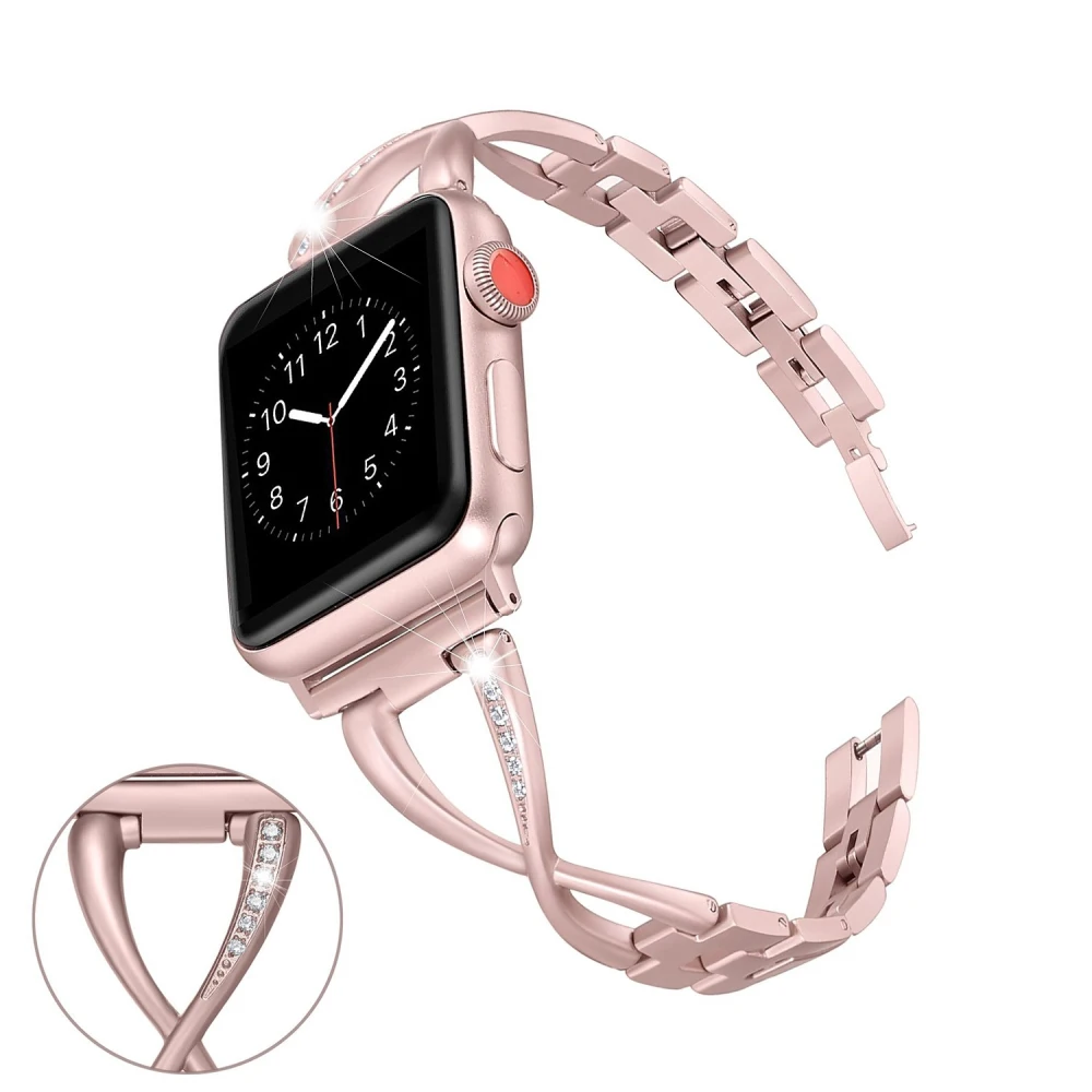 

Bands for Apple Watch 38mm 40mm 42mm 44mm Women Jewelry Stainless Steel Crystal Diamond Wrist Strap Series 4 3 2 1 Bracelet