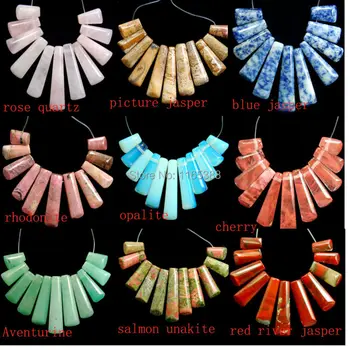 

9Sets/lot Natural Gems Stones Rose Quart z Aventurine Opalite 11Pcs Graduated Pendant Beads For Necklaces Jewelry Making Pick