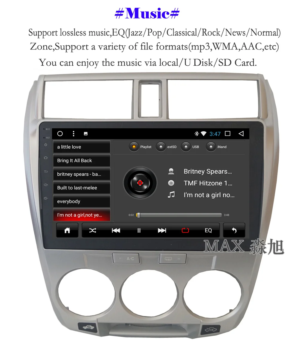 Top MAX 2G 32G GPS Navigation System Android 8.1.0 Car DVD For Honda City 2008-2013 Car Radio Bluetooth Call 4G WiFi SWC Free Map 6