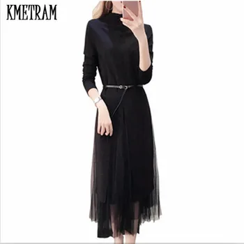 

KMETRAM 2020 New Autumn Winter Dresses Women Long Sleeve Slim Sexy Elegant Black Lace Party Dress Female Vestido De Festa HH624