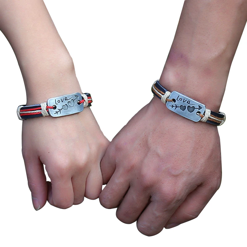 Buy 2 Pcs / Lot Couple Bracelets Cuff Adjustable