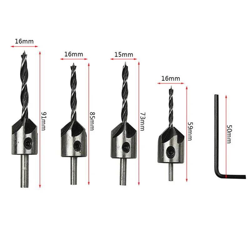 4 шт./лот HSS 5 Зенковка с желобками сверло Пресс комплект винт с расширителем фаски в дереве инструмент 3 мм-6 мм столярные DIY 20AP4