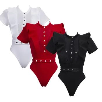 

2017 New Arrivals Women Ladies Short Sleeve Ruffled Mesh Bodycon Party Jumpsuit Romper Women Short Playsuits Trousers