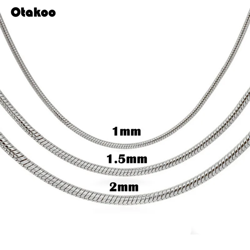 

Otakoo Stainless Steel Necklace Silver Color Waterproof Snake Chain Men Gift Jewelry Various Length
