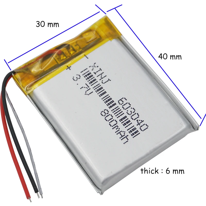 XINJ 3,7 V 800 mAh 3 провода для термистор литий-полимерный аккумулятор 603040 для камеры электронная книга КПК MID ipod Bluetooth устройство DVD