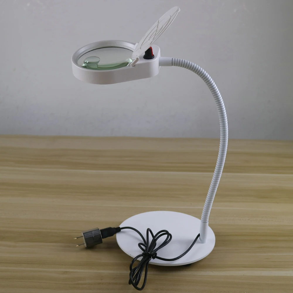  3X 100mm 10X 20mm multifunction clip-on desk Illuminating Magnifier reading led lamp - 33009105718